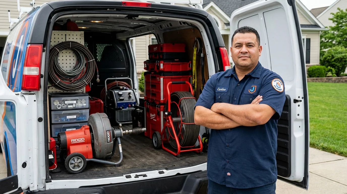 Professional drain cleaning equipment and Johns Plumbing LLC plumber in South Beloit