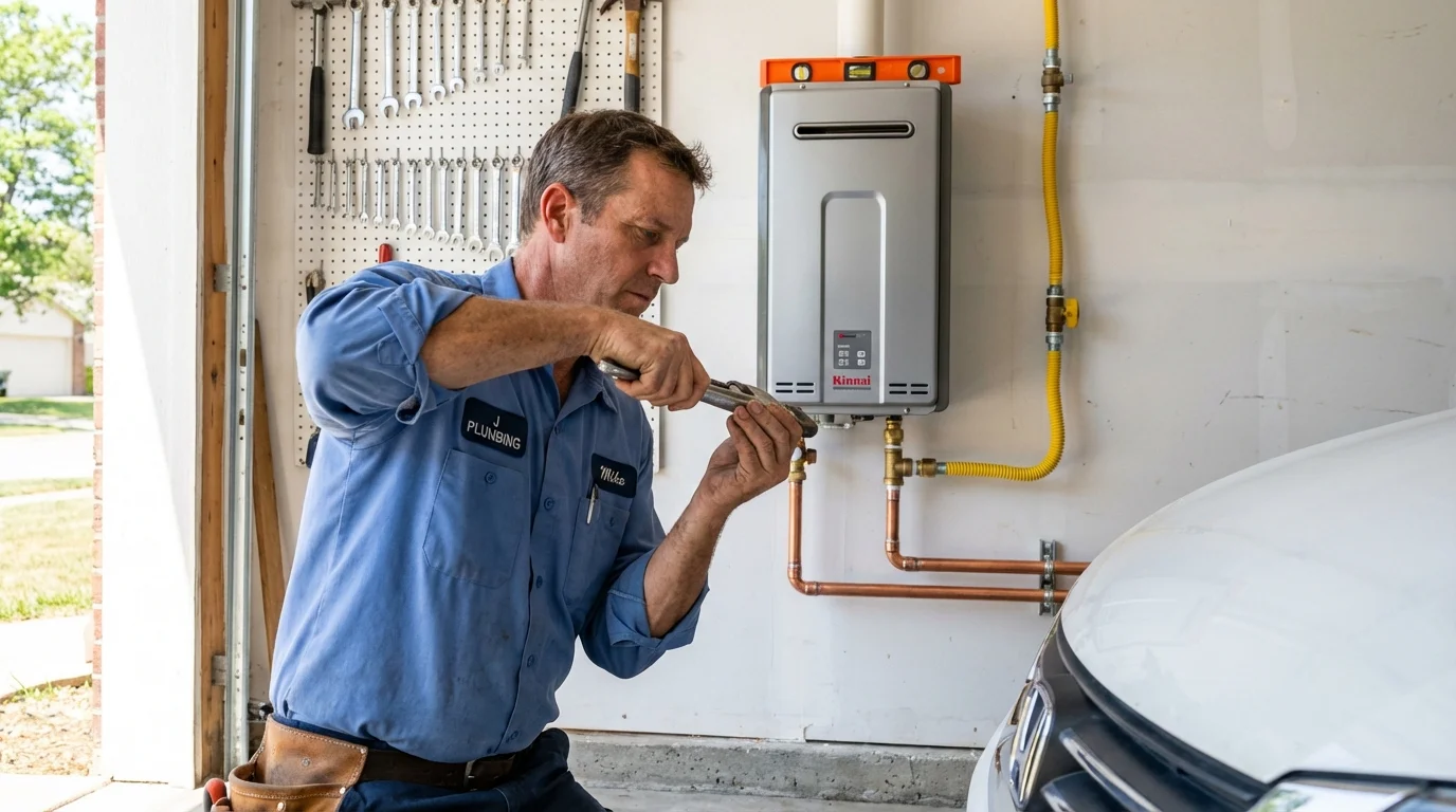 Tankless water heater installation by a Johns Plumbing LLC plumber in South Beloit